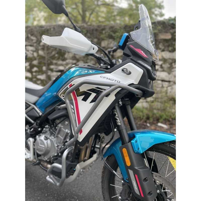 Crash bar haut gris sur CFMOTO 450MT Bleu